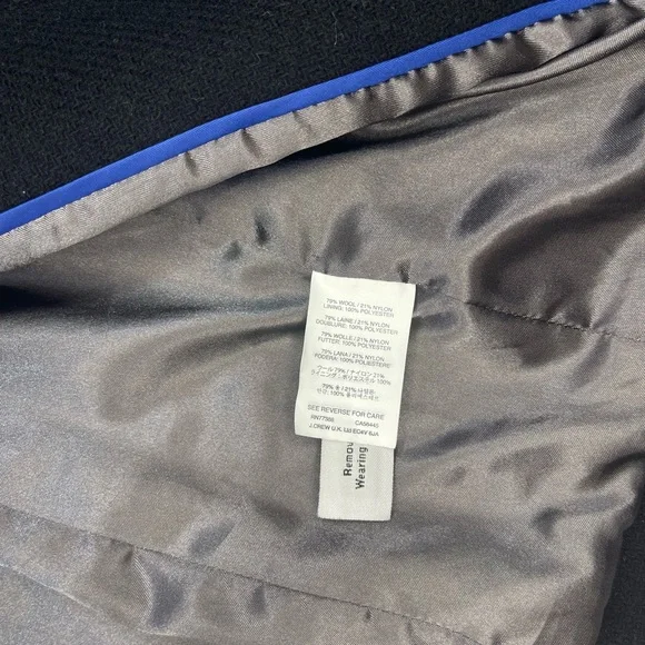 J.Crew Stadium Cloth Nello Gori Wool Coat Black Zip Front Size 2 Classic Luxury - Picture 5 of 12